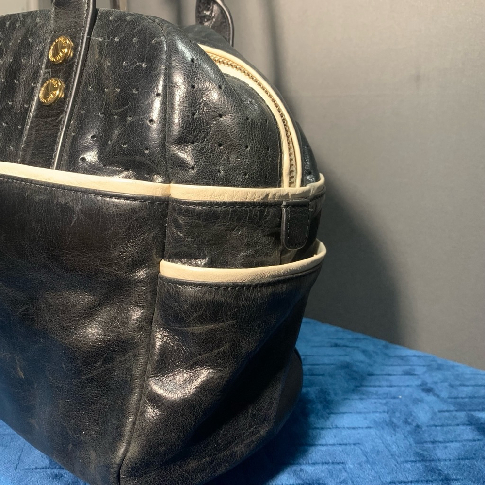 Vintage Women's Badgley Mischka weekender Handbag, Black & Off-White - Picture 3 of 10